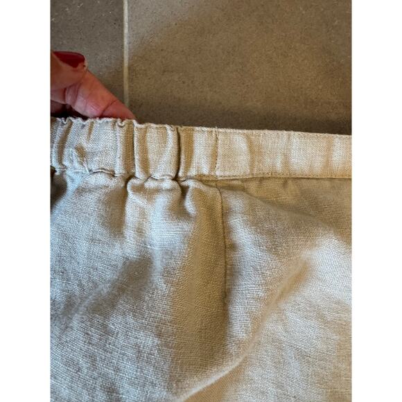 Jillian Jones Linen Pants 16W Wide Leg Unfinished Hem 24" Inseam Beige - Picture 5 of 7